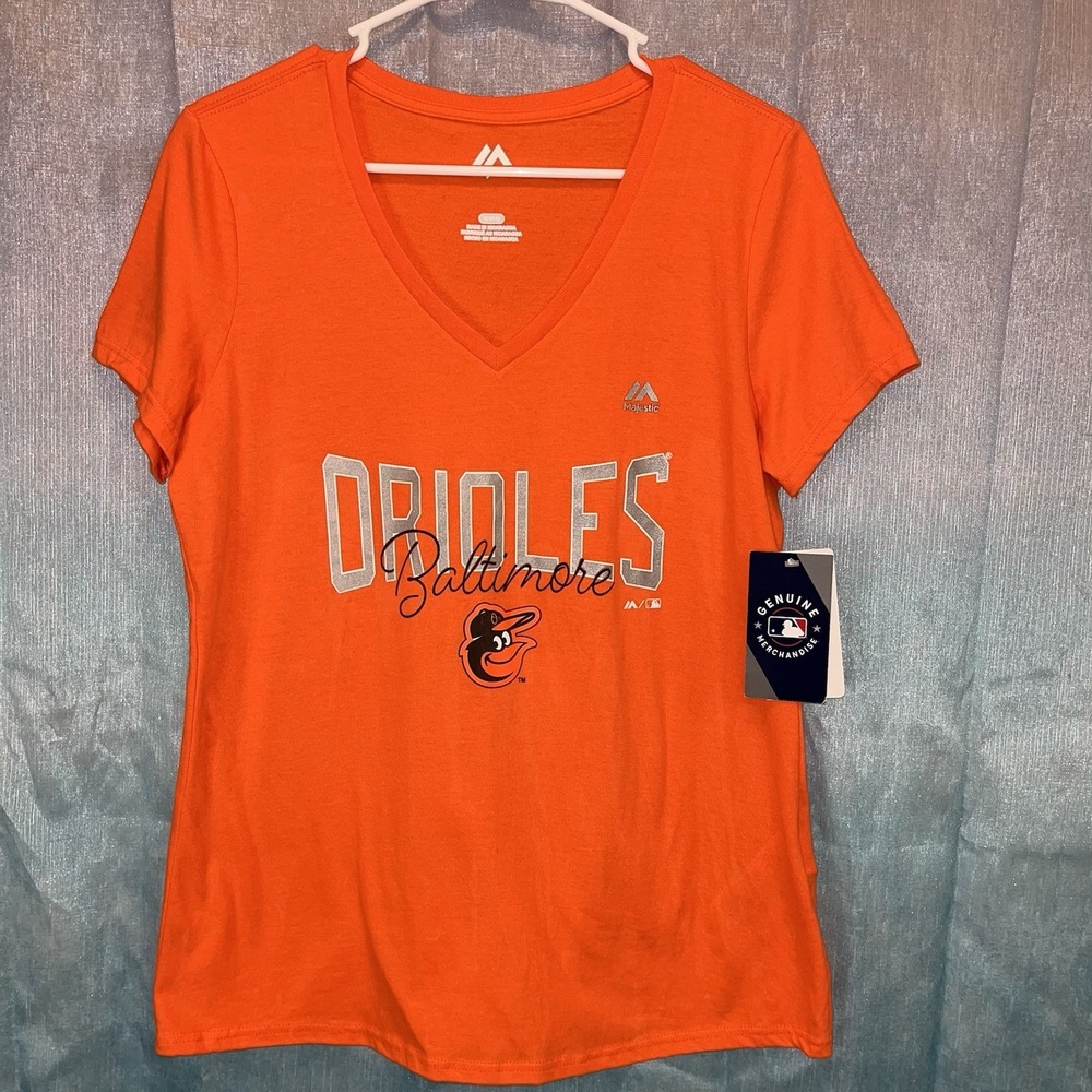 Majestic Baltimore Orioles T-Shirt Baseball Orange Women's Medium NWT